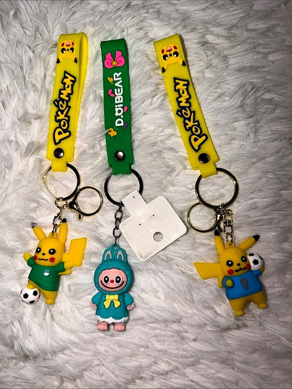 Pokemon Character Keychain Set Yellow & Green